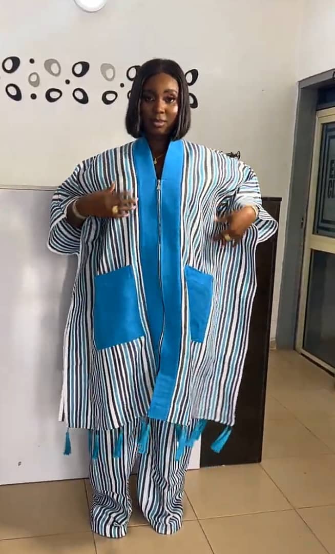 Luxury Aso Oke Bubu 2-Piece Set In Blue