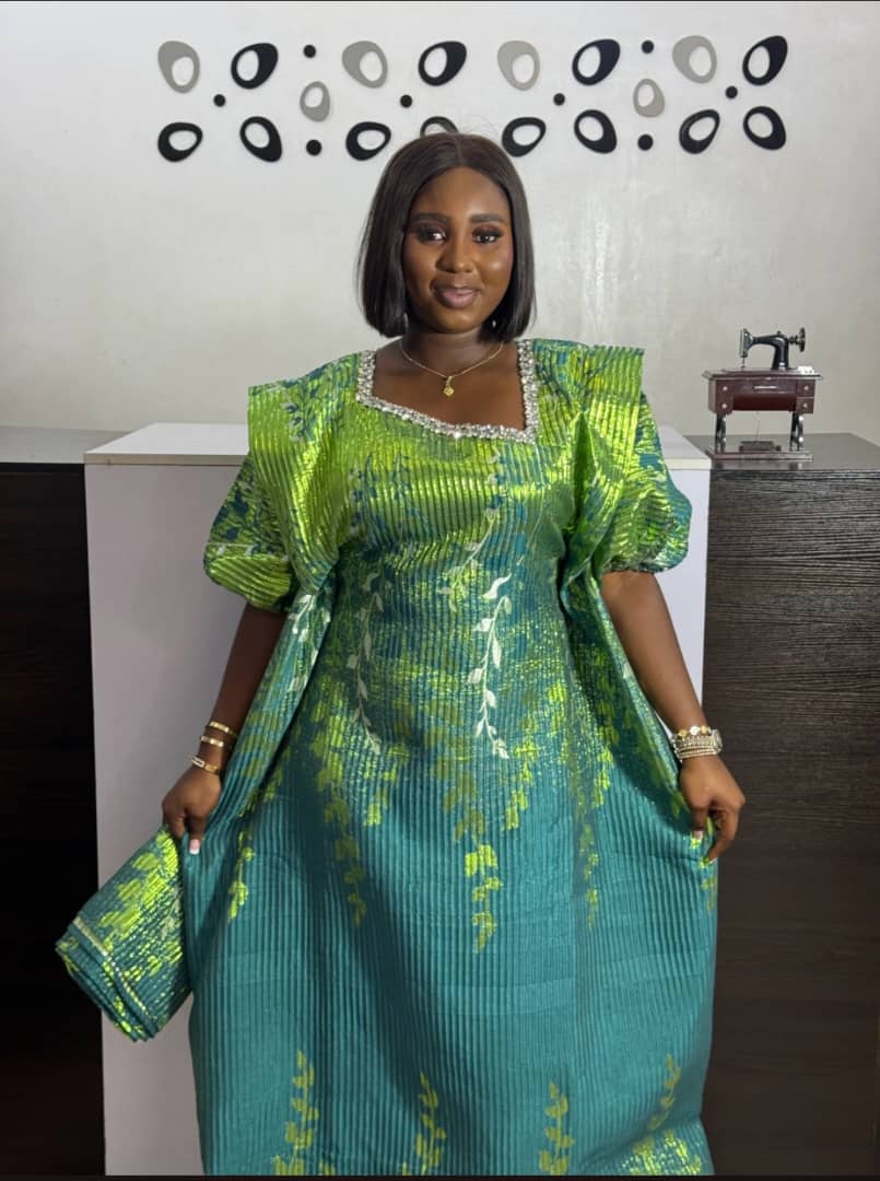 Elegant Brocade Boubou Gown – In Green