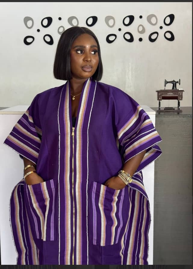 Traditional Aso Oke Two-Piece Set – African Handmade Kaftan & Trousers Unisex Agbada-Inspired Outfit