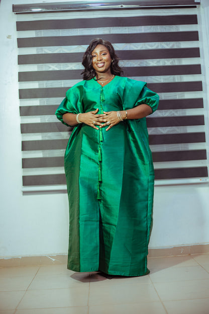 Emerald Green Mikado Boubou with Tassel Details