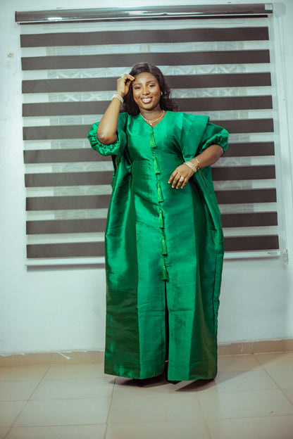 Emerald Green Mikado Boubou with Tassel Details