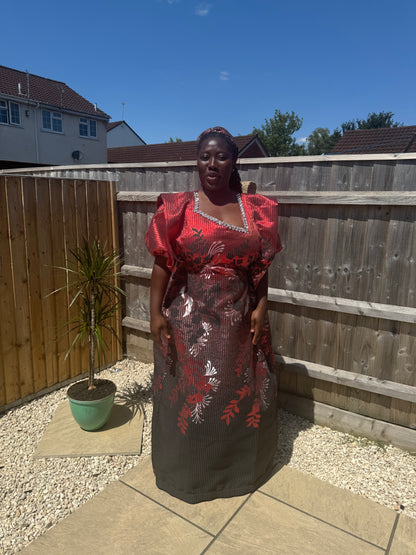 Zuri Grace – Traditional African Elegance in Red & Black