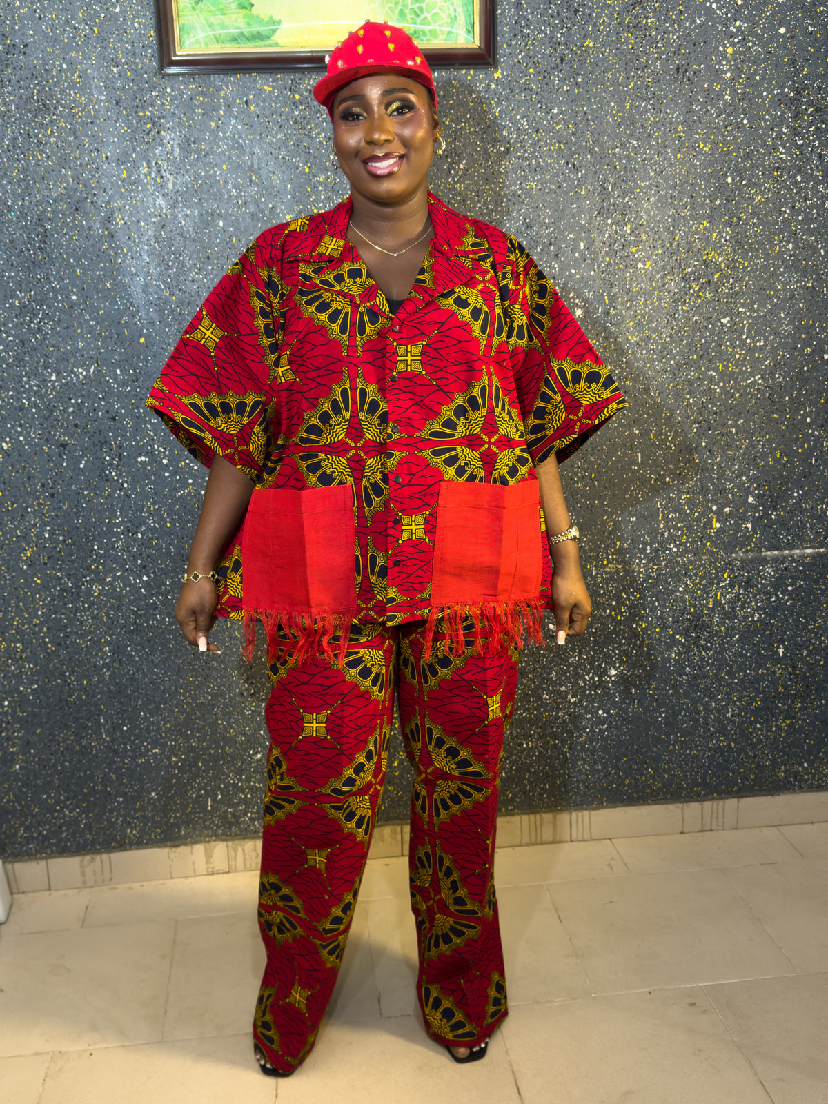Red vintage ankara set