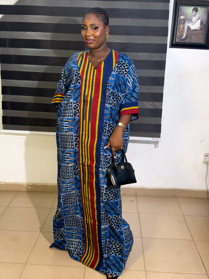 LUXURY AFRICAN MALI ANKARA DRESS WITH ASO OKE