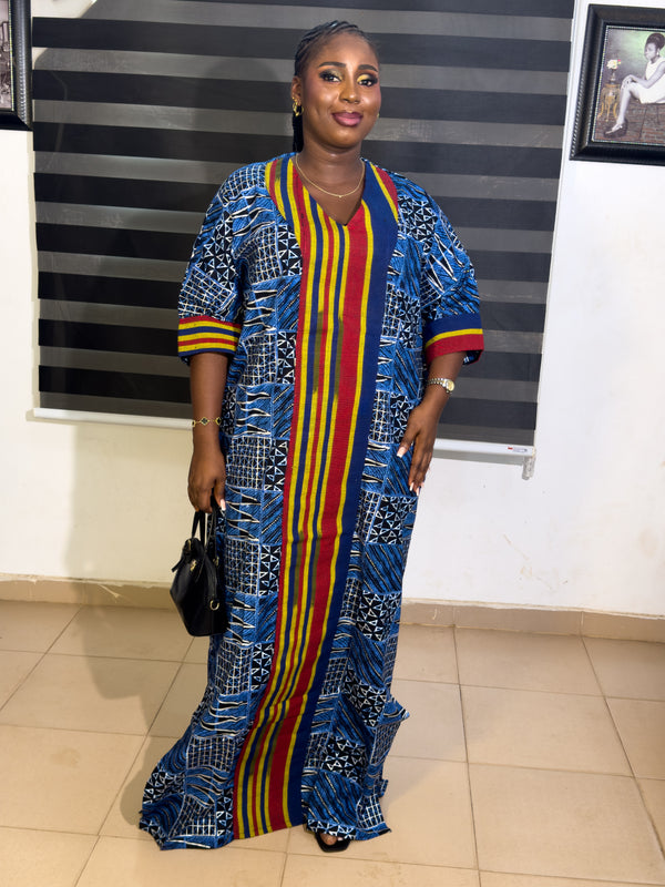 LUXURY AFRICAN MALI ANKARA DRESS WITH ASO OKE