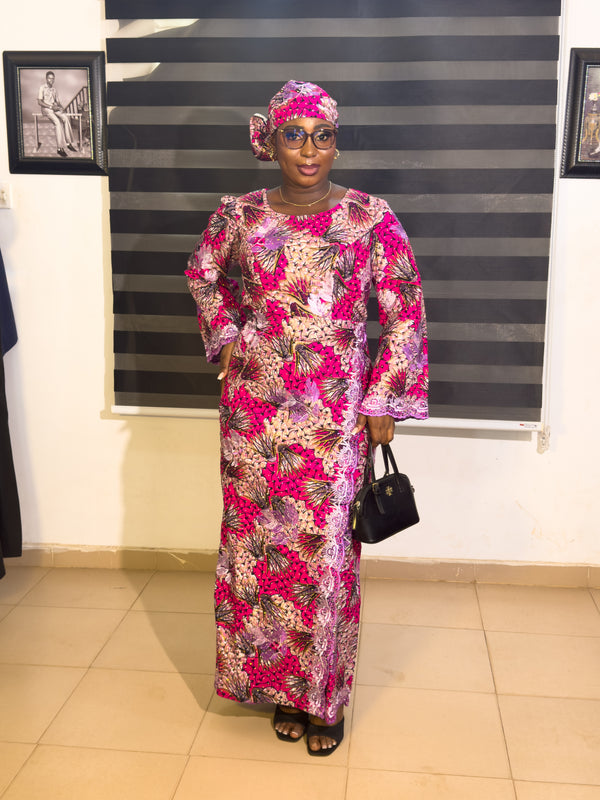 LUXURY AFRICAN EMBELLISH WITH LACE EMBRODIAY AND FULL STONE   DRESS