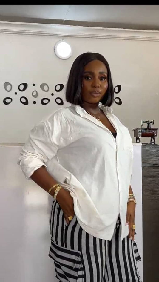 Aso-Oke Cargo Pant Trouser In Black and White