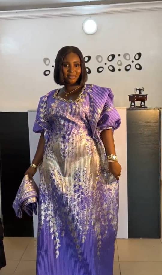 Luxury Brocade Stylish BuBu Gown In Purple