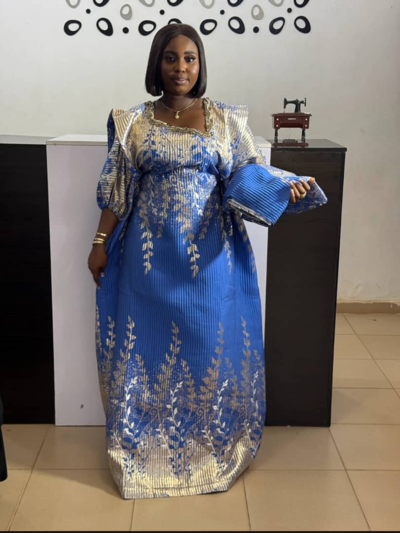 Luxury Brocade Boubou Gown – In Blue