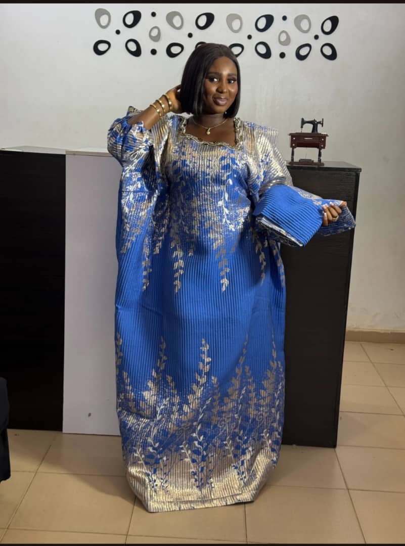 Luxury Brocade Boubou Gown – In Blue