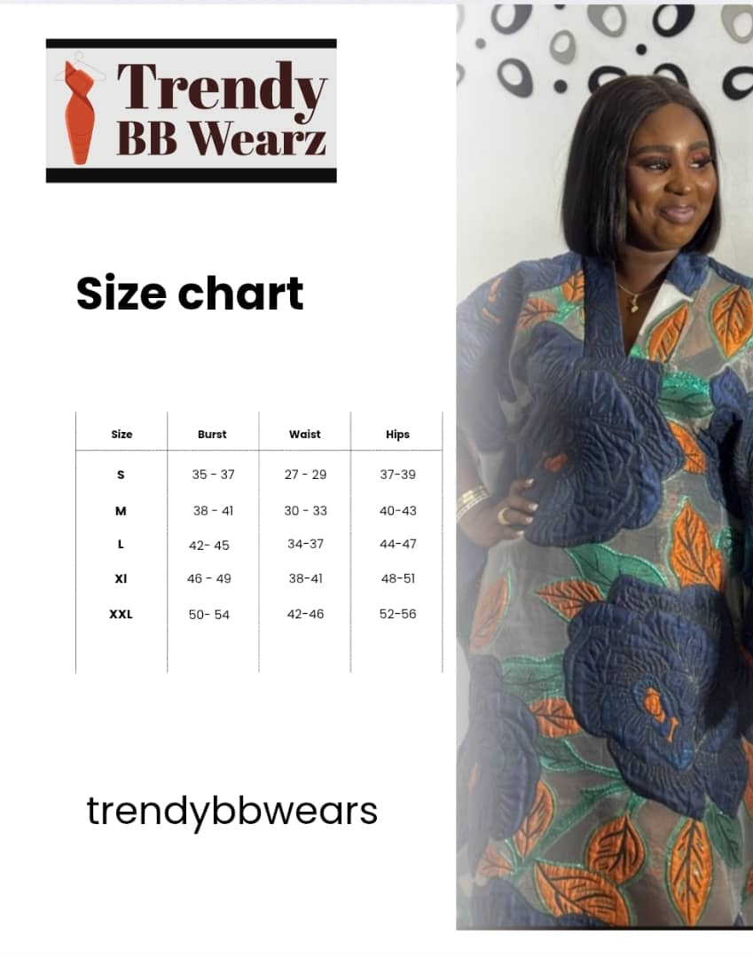 Floral Organza Boubou Gown: Handmade African Kaftan With matching Headwrap