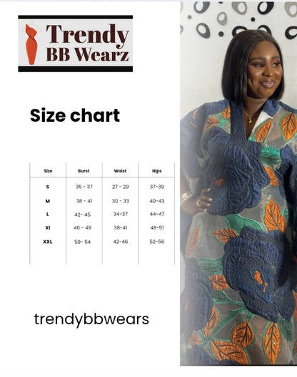 Floral Organza Boubou Gown: Handmade African Kaftan With matching Headwrap